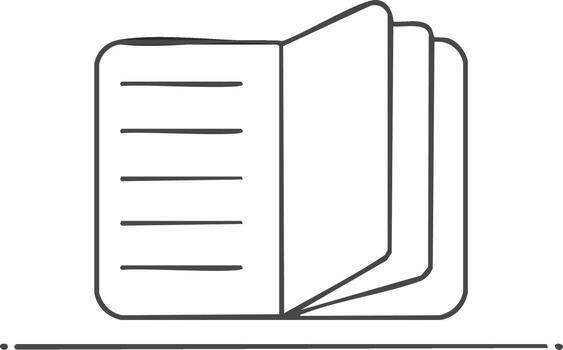 Simple line art icon of an open book with turning pages for education and reading concepts vector