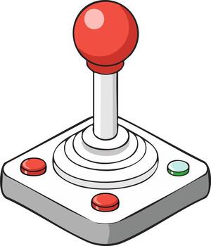 Retro Arcade Joystick with Red Ball Top and Buttons Classic Gaming Controller vector