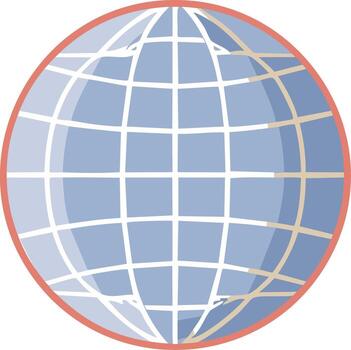 Digital Globe with Latitude and Longitude Grid Lines and Red Outline vector