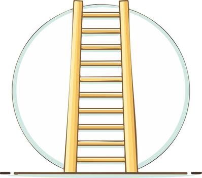 Wooden Ladder Leading Upward Through an Open Circle, Symbolizing Ascent and Growth vector