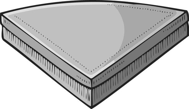 Stylized grey wedge shaped object with distinct textured sides and smooth top illustration vector