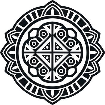 Abstract Geometric Mandala Design with Triangles Circles and Floral Elements vector