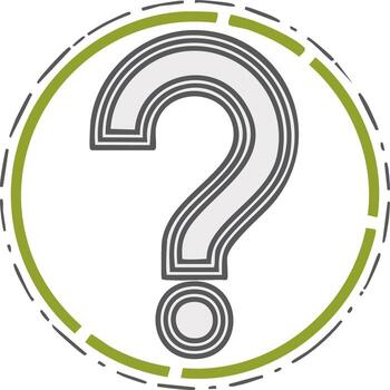 Question mark symbol inside a green circle with dashed lines, design element for concept vector
