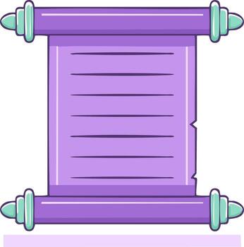 Illustrated ancient scroll in purple, with decorative elements and space for text or design vector