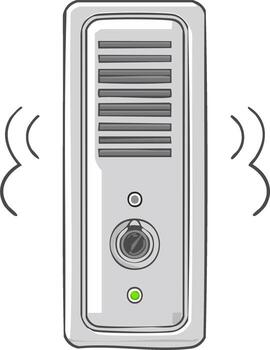 Modern vertical intercom door entry system with speaker camera and green indicator light vector