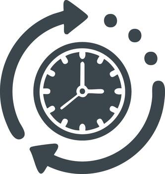 reloj con circular flechas indicando continuo hora y repetición vector