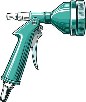 Turquoise Garden Hose Nozzle with Trigger and Adjustable Spray Settings vector