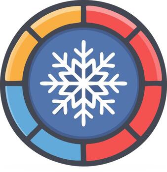 Snowflake temperature control dial with colorful segments for climate regulation vector