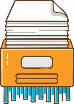 Illustration of a file cabinet with papers stacked on top vector