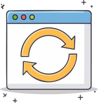 Doodle Style Browser Window with Circular Arrows Showing Process Cycle vector