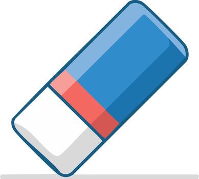 Illustration of a Rectangular Eraser with Blue Casing and Pink Red Band for Removing Pencil Marks vector