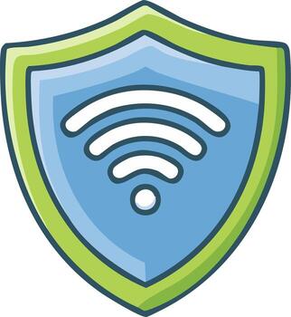 estilizado proteger símbolo con Wifi icono para red seguridad y inalámbrico proteccion vector