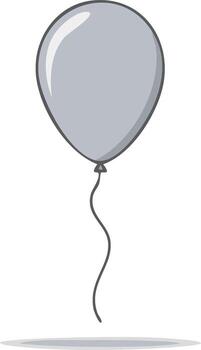 Simple Cartoon Illustration of a Single Grey Party Balloon Floating with a String vector