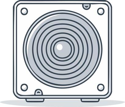 Square Speaker Icon with Concentric Circles and Mounting Holes, Stylized Illustration vector