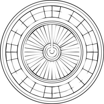 resumen circular diseño con radial líneas y cuadrado modelo en negro y blanco vector