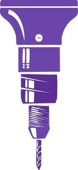 Purple drill bit and handle with a simple geometric design for tool related projects vector