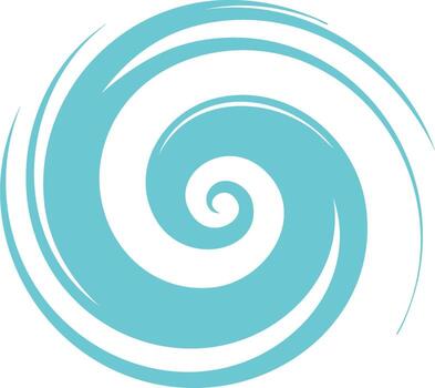 Abstract Swirl Design with Blue and White Spiraling Elements, Dynamic Curve Lines on White Background vector