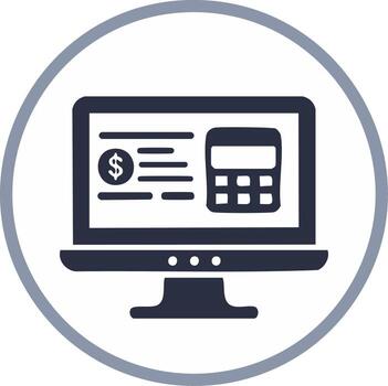 computadora pantalla muestra dólar firmar calculadora y financiero datos vector