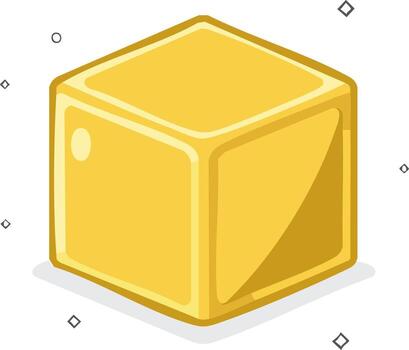 Isometric yellow cube shape illustration for game or branding element design vector