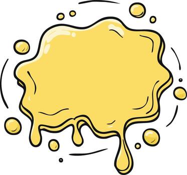 Bright Yellow Blob with Dripping Effects and Floating Bubbles vector