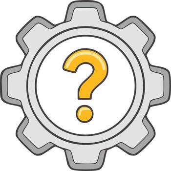 Gear with a Question Mark Illustration of Technical Mystery and Problem Solving vector