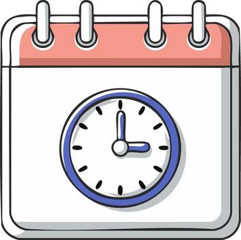 Calendar with Clock Illustration Representing Time Management and Scheduling vector