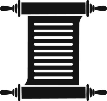 Traditional unrolled scroll with text lines, ancient parchment document icon vector