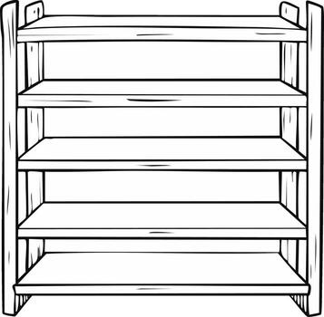 Rustic Wooden Shelf Unit With Five Levels For Display Storage and Organization vector