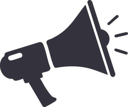 Megaphone icon representing public announcement communication broadcast and important message alert vector