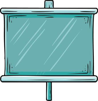 Cartoon presentation easel with a clear turquoise display screen for information vector