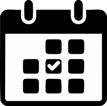 Sleek calendar icon showing a checked day for important events scheduling or task completion vector