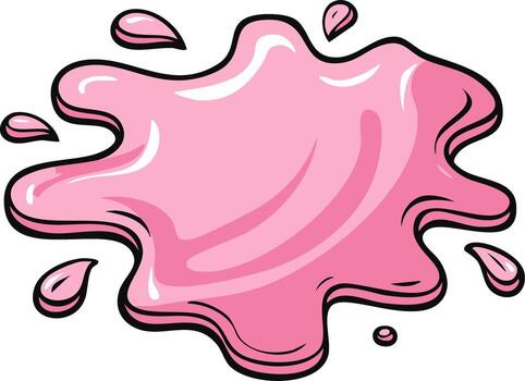 Pink Slime Blob with Dripping Elements and Black Outline vector
