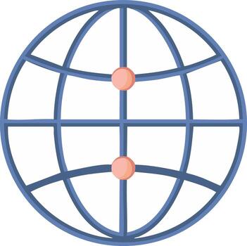 Stylized Globe Icon with Pink Markers Representing Global Connection vector