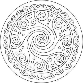 Circular Celtic knot design with swirling patterns and decorative border vector