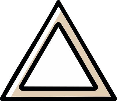 Geometric shape outline of a triangle with a shadow effect in beige and black vector