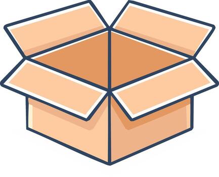 Empty cardboard box illustration, open with flaps. Shipping and package concepts vector