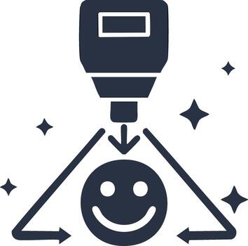 Positive Mindset Machine Icon Generating Happiness and Good Vibes with Arrows and Stars vector