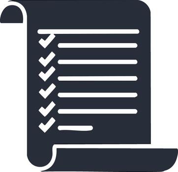 Dark Grey Checklist Document Icon with Tick Marks for Task Management and Completion vector