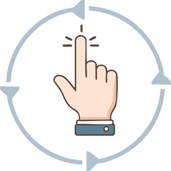 Hand Finger Pointing Clicking Digit with Circular Arrows and Motion Graphic Icon vector