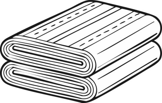 Stacked Folded Fabric Rolls With Dashed Stitching Detail vector