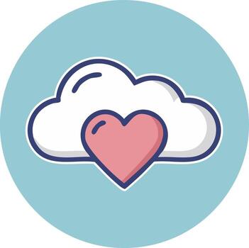 A cloud with a heart in it on a blue background vector