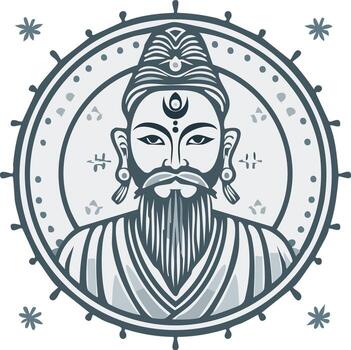 Stylized illustration of a figure within a circular frame vector