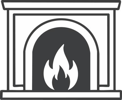 art rendering of indoor fireplace with burning flame isolated on transparent background vector