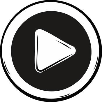 Modern black and white play button graphic for media interface vector