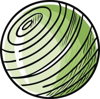 Abstract green sphere with concentric circles and hatching lines vector