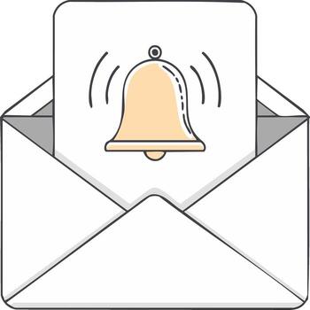 notificación campana emergente desde abierto sobre ilustración vector