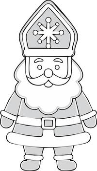 Simple festive Saint Nicholas character with a long beard and a decorated miter hat featuring a snowflake vector