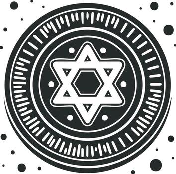 Star of David emblem design in circular frame vector