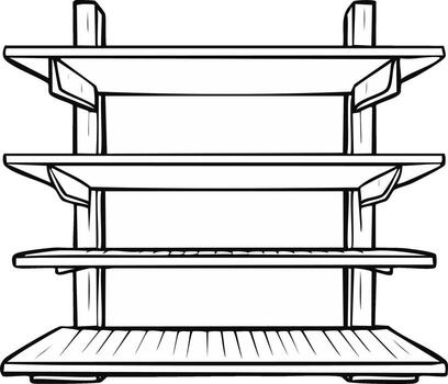 Three tiered wooden display shelf with simple design and clean lines vector