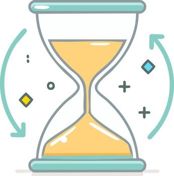reloj de arena icono - hora símbolo con flechas y fluido arena para proyecto administración y fecha límite conceptos vector
